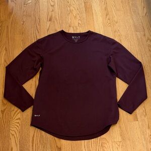 BYLT Drop Cut Maroon Long Sleeve Shirt size L